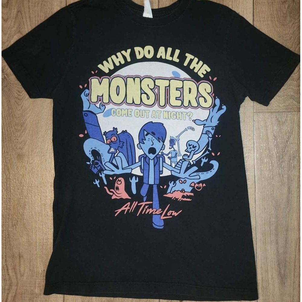 All Time‎ Low Monsters Band Shirt Mens Black Graphic Tee Pop Punk Rock T-Shirt